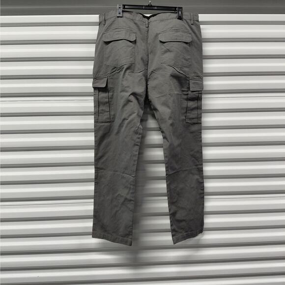 Men’s Belted Cargo Work Pants 40W x 30L Gray Cotton Utility Pockets Ashly Heroe - Picture 4 of 7
